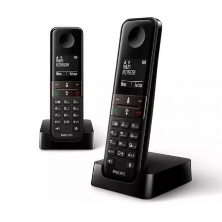 Teléfono inalámbrico Duo Philips D1612W/34, Pantalla de 4,1 cm (1,6'') con  retroiluminación azul